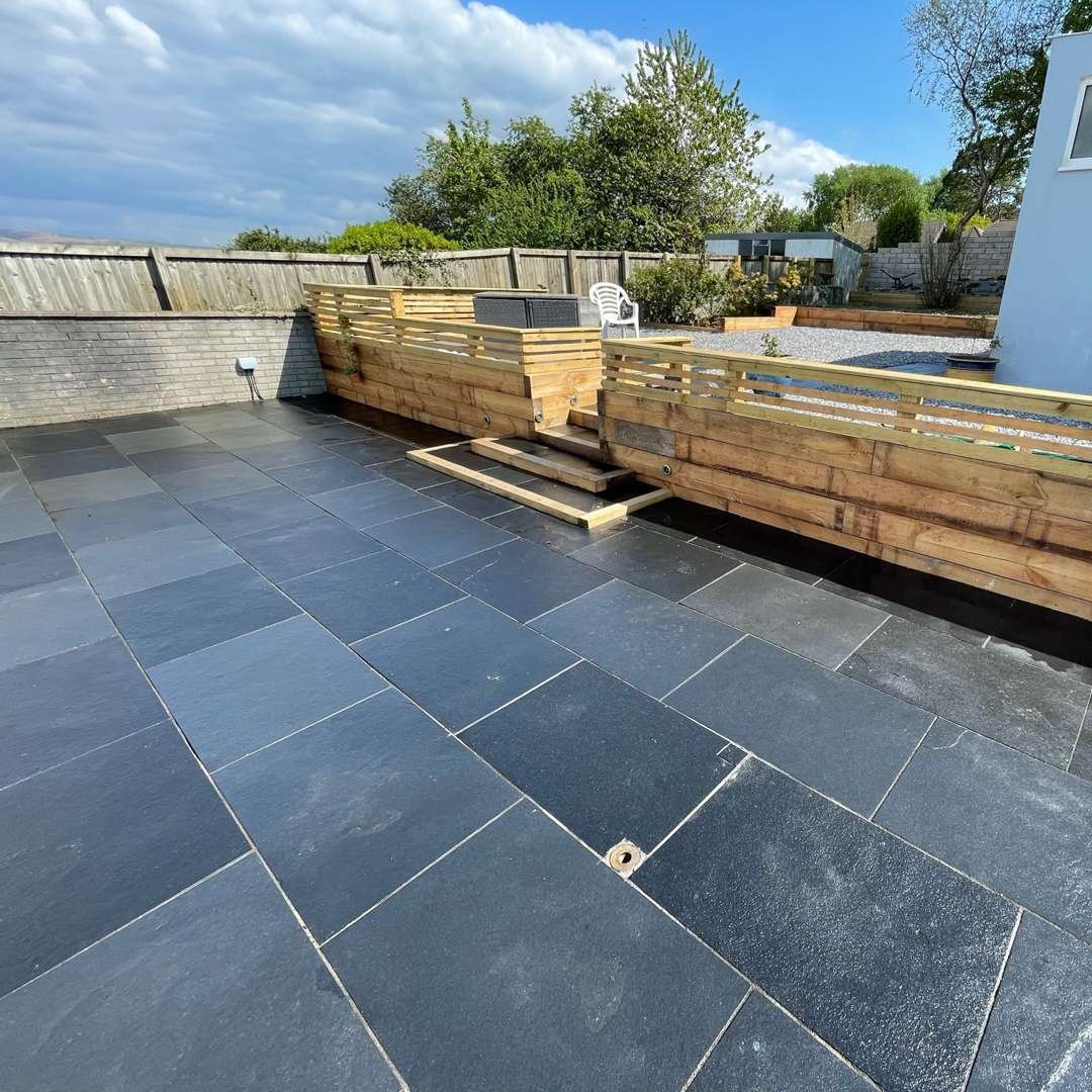 Kotah Black Handcut Edge Limestone Paving Slabs