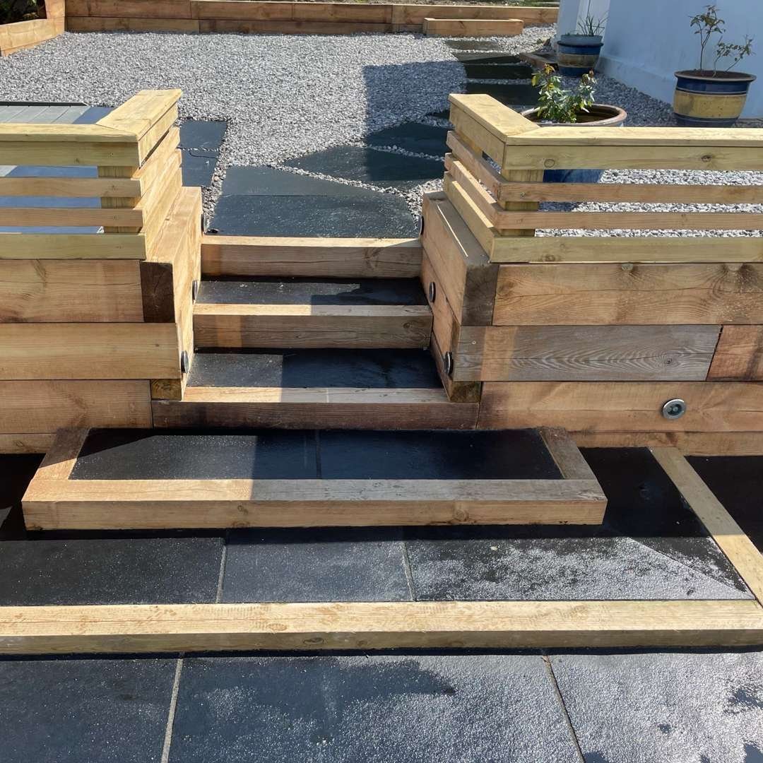 Kotah Black Sawn Edge Limestone Paving Slabs
