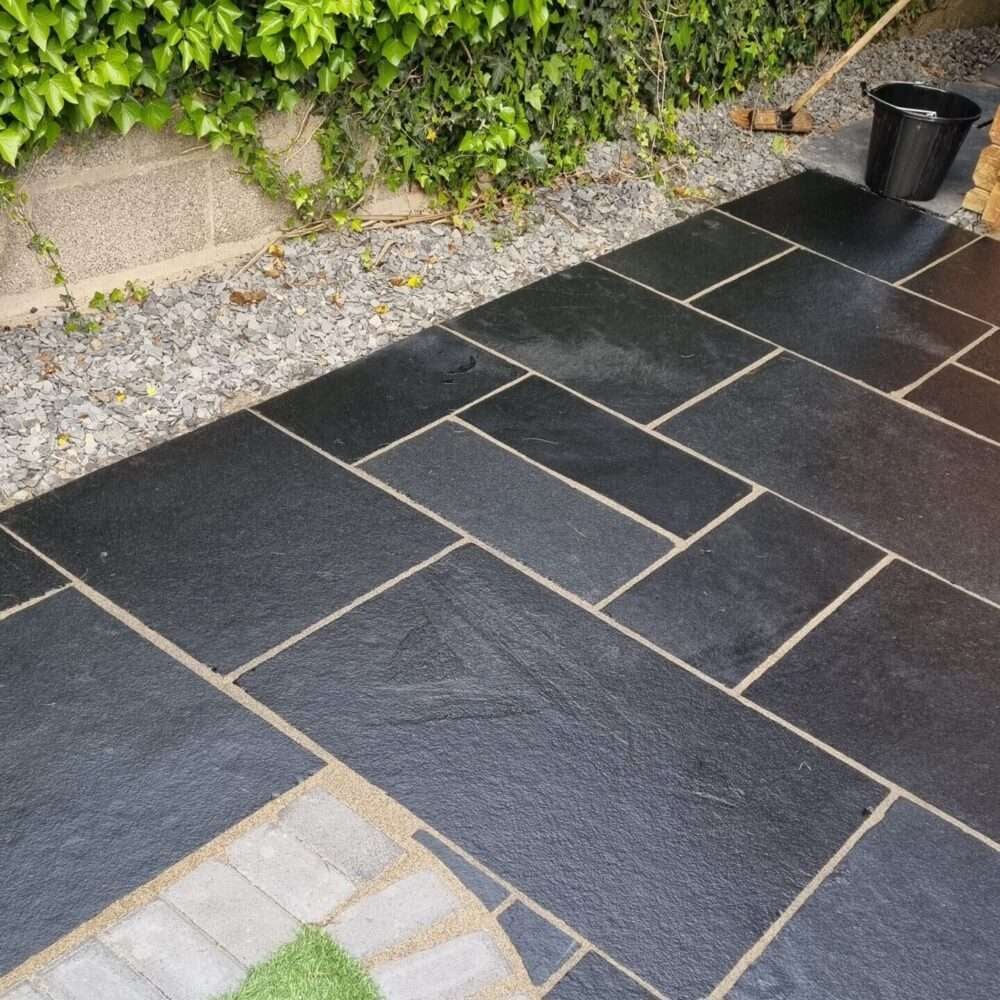 Kotah Black Handcut Edge Limestone Paving Slabs