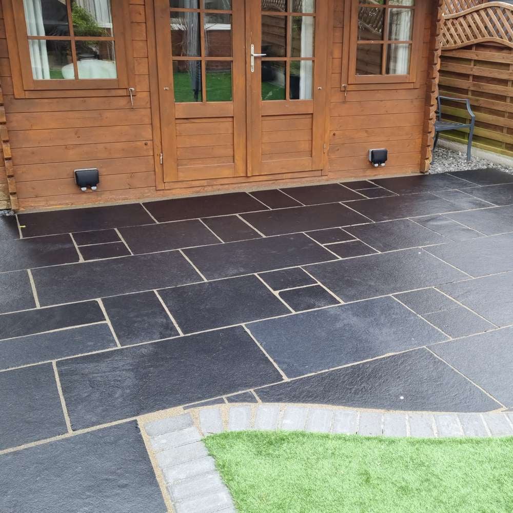 Kotah Black Handcut Edge Limestone Paving Slabs