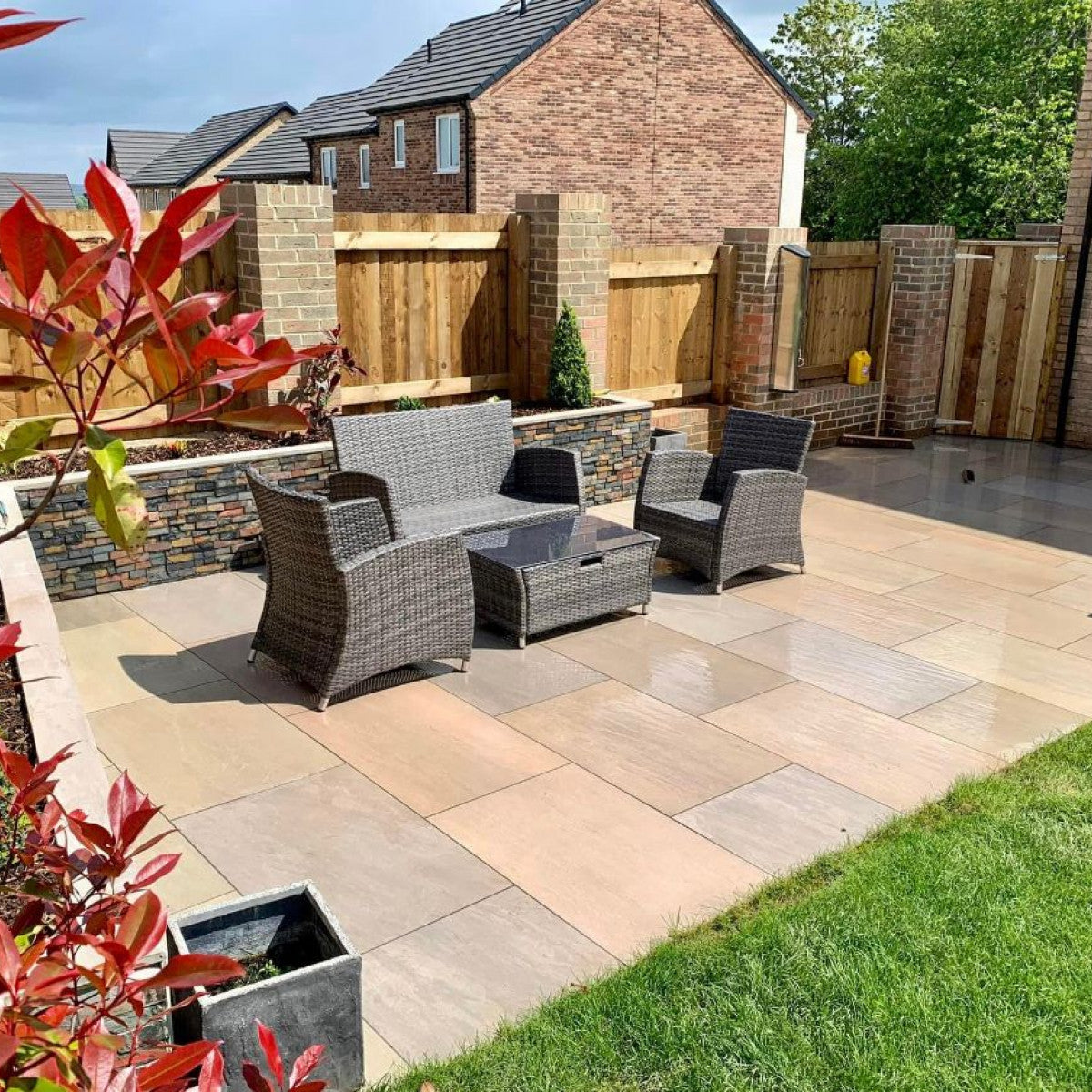 Raj Green 20mm Outdoor Porcelain Paving - 900 x 600