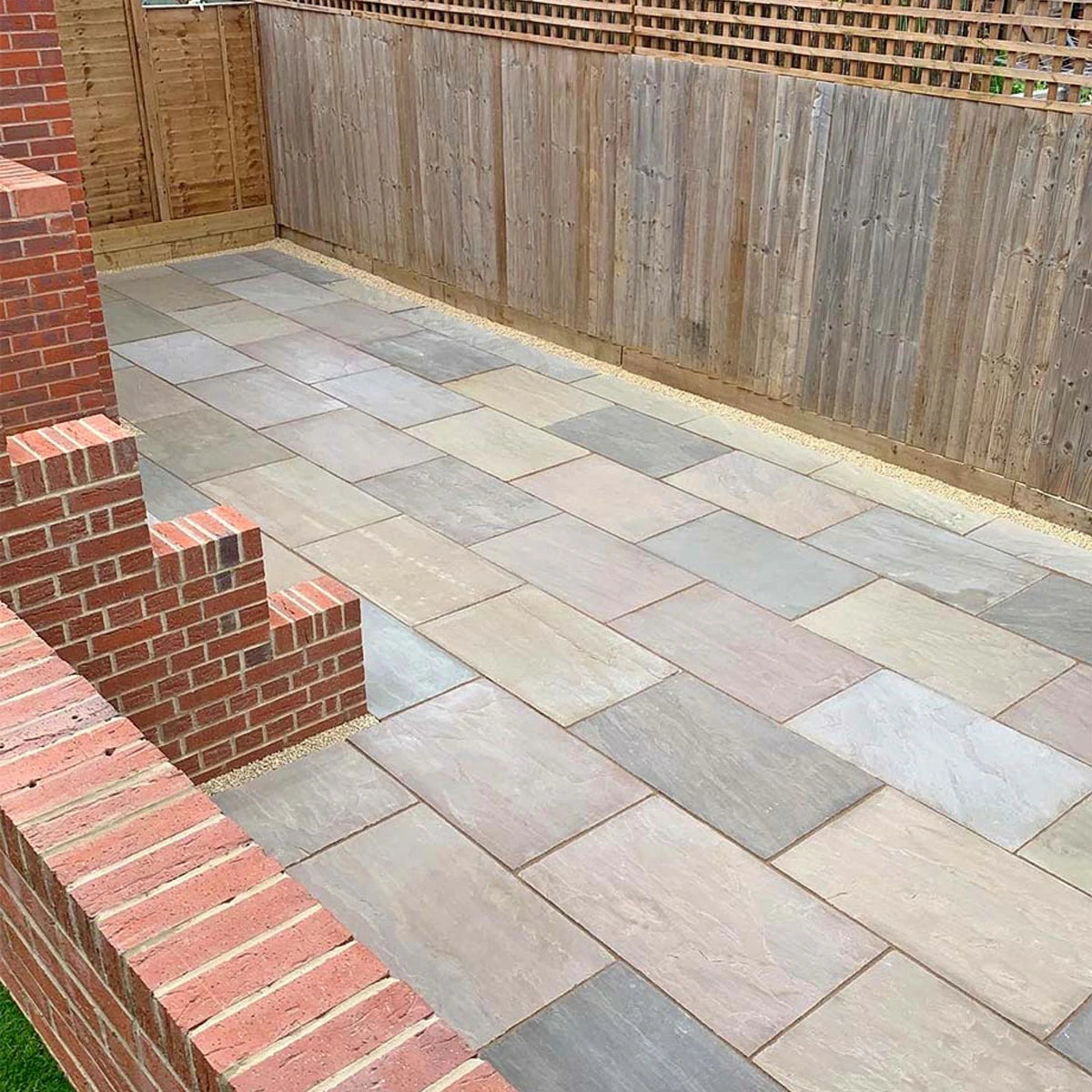 Raj Green Indian Sandstone Paving Slabs – Tumbled – 600×600 – 22mm
