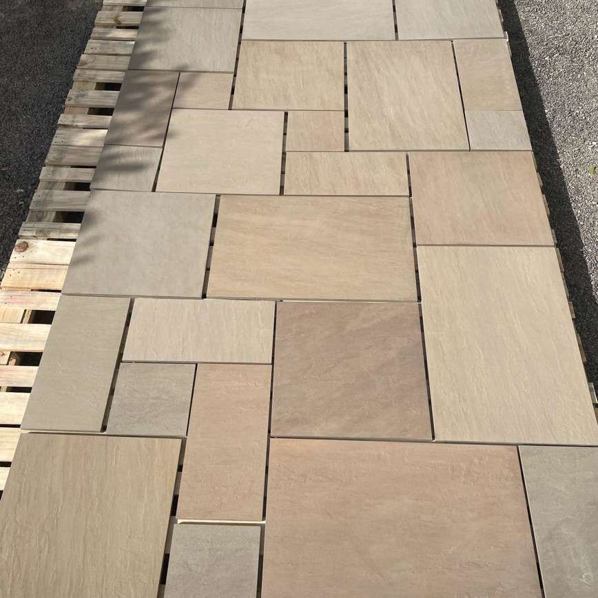 Raj Green Sawn Honed Paving Slabs