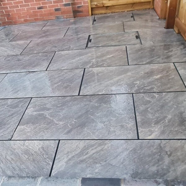 Sagar Black 20mm Outdoor Porcelain Paving - 900 x 600