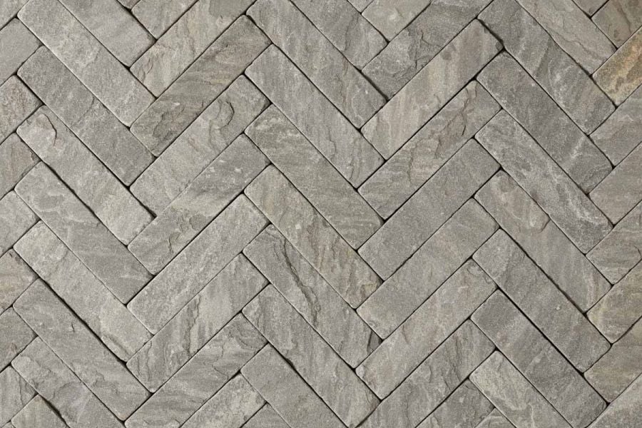 Black Sandstone Tumbled Herringbone Pavers Slabs