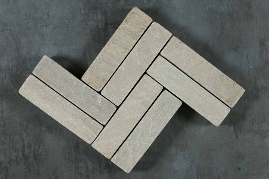 Kandla Grey Tumbled Herringbone Pavers Slabs