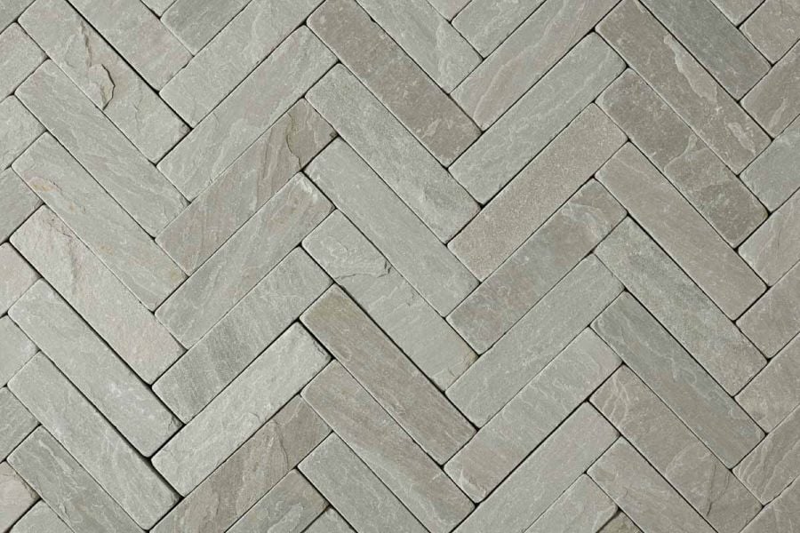 Kandla Grey Tumbled Herringbone Pavers Slabs