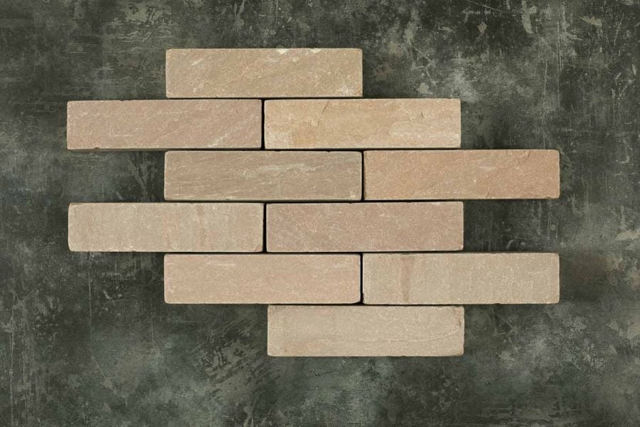 Raj Green Tumbled Herringbone Pavers Slabs