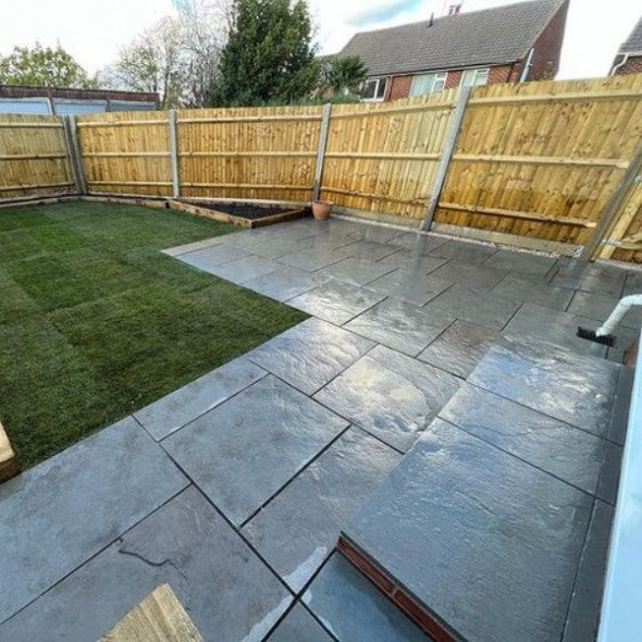Dove Grey Sawn Edge Granite Paving Slabs