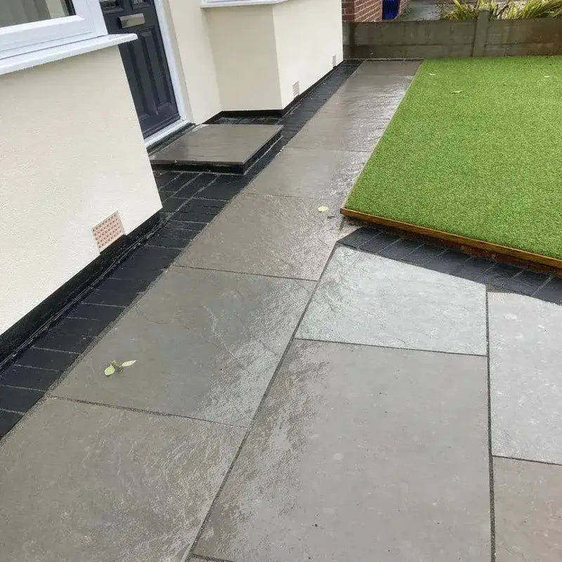 Dove Grey Sawn Edge Limestone Paving Slabs