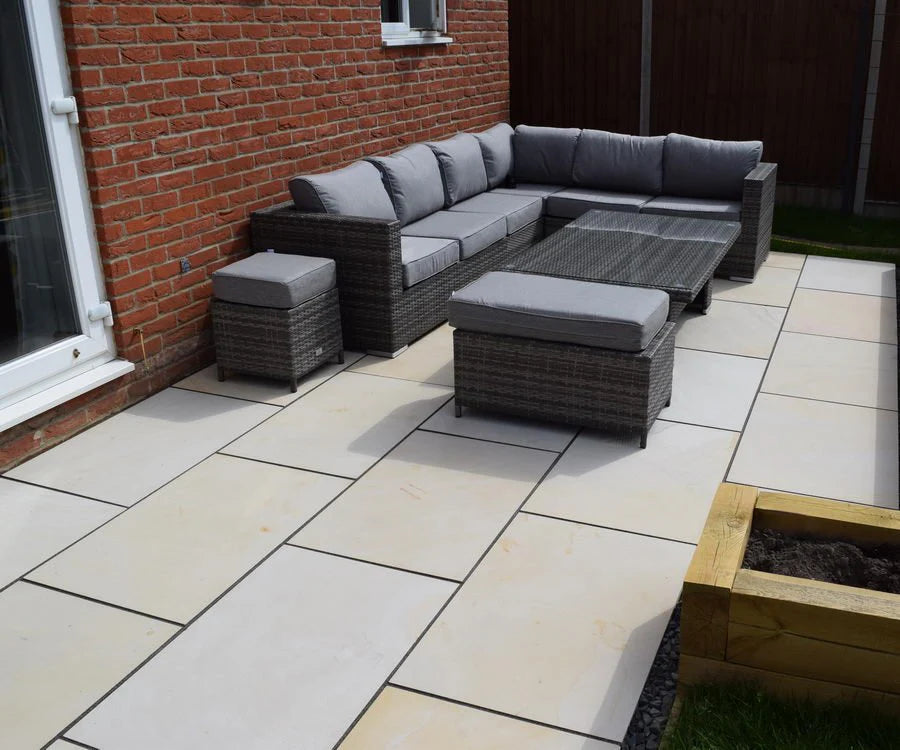 Yellow Mint Sawn Honed Paving Slabs
