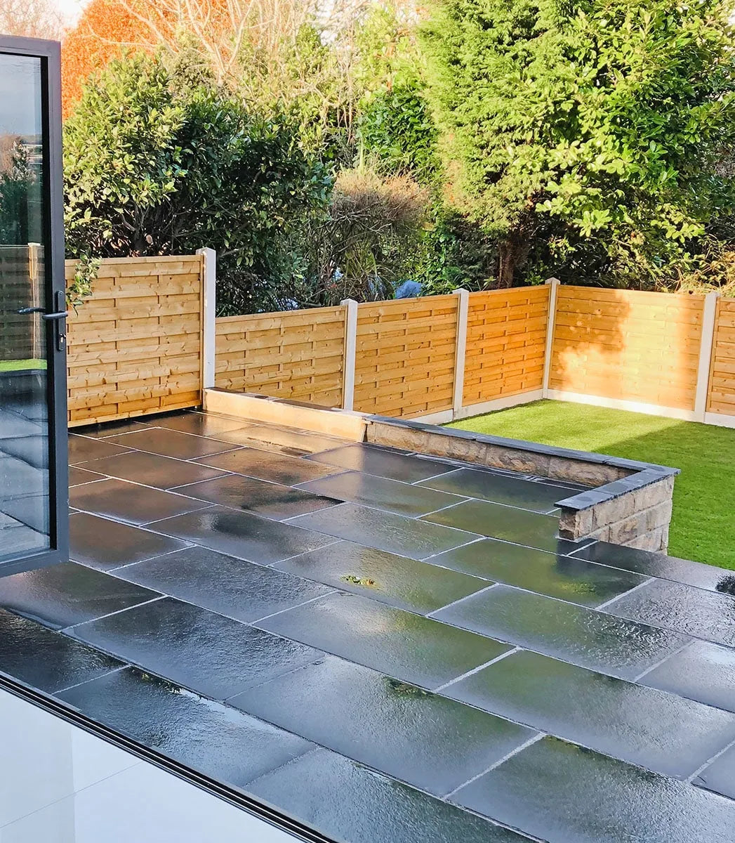 Kotah Black Sawn Edge Granite Paving Slabs