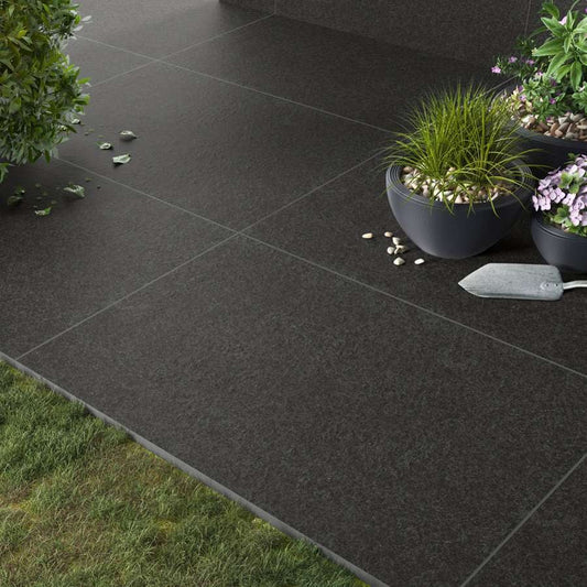 Basalt Black 20mm Outdoor Porcelain Paving - 900 x 600