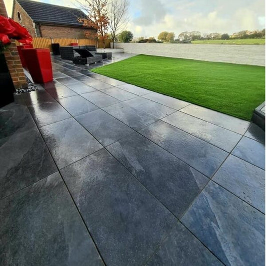 Brazilian Black Slate 20mm Outdoor Porcelain Paving - 900 x 600