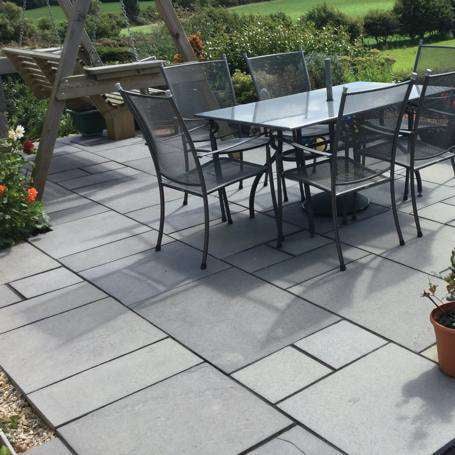Dove Grey Sawn Edge Limestone Paving Slabs
