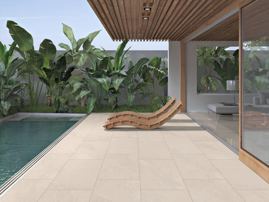 Getafe Beige 20mm Outdoor Porcelain Paving - 900 x 600