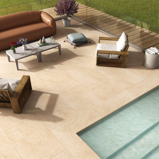 HS Beige 20mm Outdoor Porcelain Paving - 600 x 600