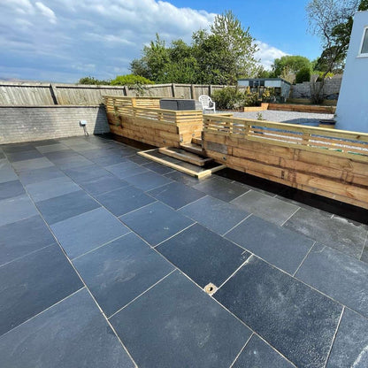 Kotah Black Handcut Edge Limestone Paving Slabs
