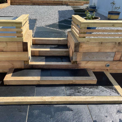 Kotah Black Handcut Edge Limestone Paving Slabs