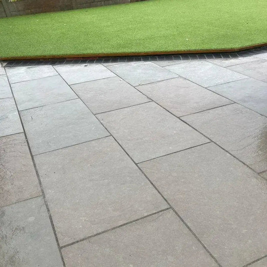 Dove Grey Sawn Edge Limestone Paving Slabs