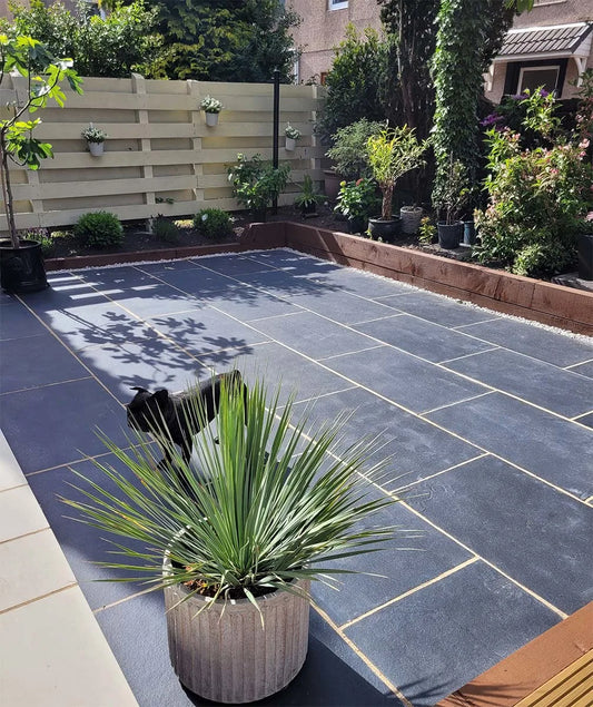 Kotah Black Sawn Edge Granite Paving Slabs