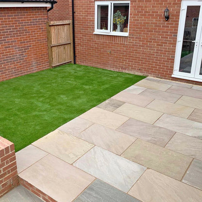 Raj Green Indian Sandstone Paving Slabs – Tumbled – 600×600 – 22mm
