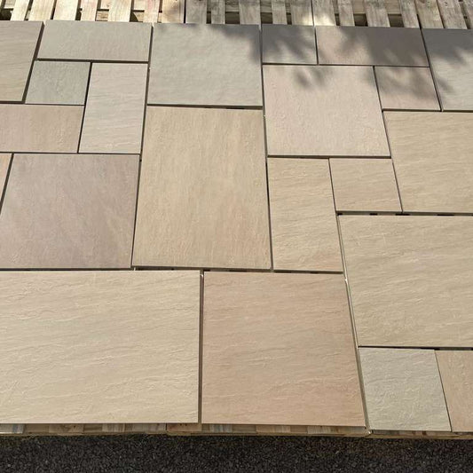 Raj Green Sawn Honed Paving Slabs