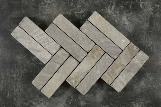 Black Sandstone Tumbled Herringbone Pavers Slabs