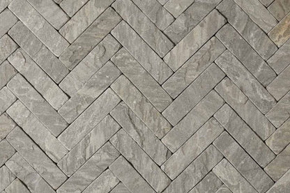 Black Sandstone Tumbled Herringbone Pavers Slabs