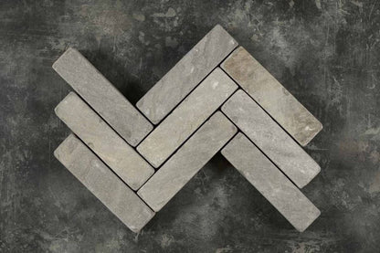 Black Sandstone Tumbled Herringbone Pavers Slabs
