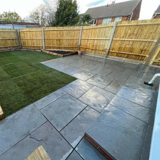 Dove Grey Sawn Edge Granite Paving Slabs