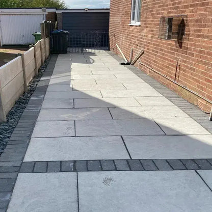 Dove Grey Sawn Edge Limestone Paving Slabs