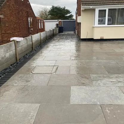 Dove Grey Sawn Edge Limestone Paving Slabs