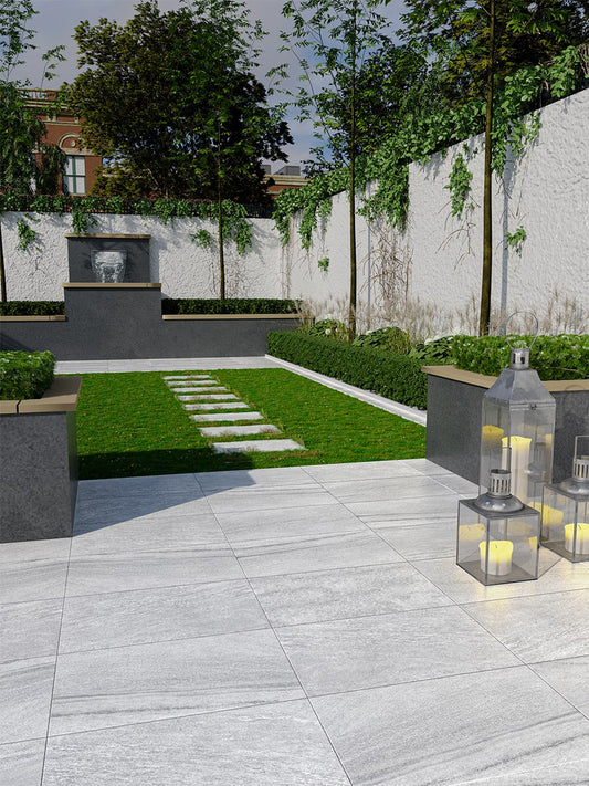 White Mint Sawn Honed Paving Slabs