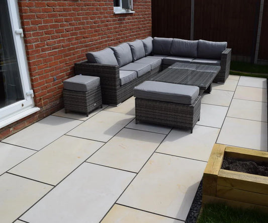 Yellow Mint Sawn Honed Paving Slabs
